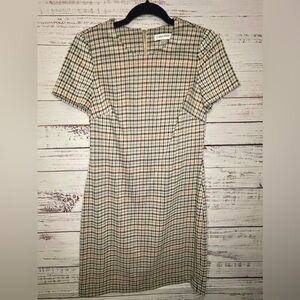 Calvin Klein Black and Cream Checkered Mini Dress